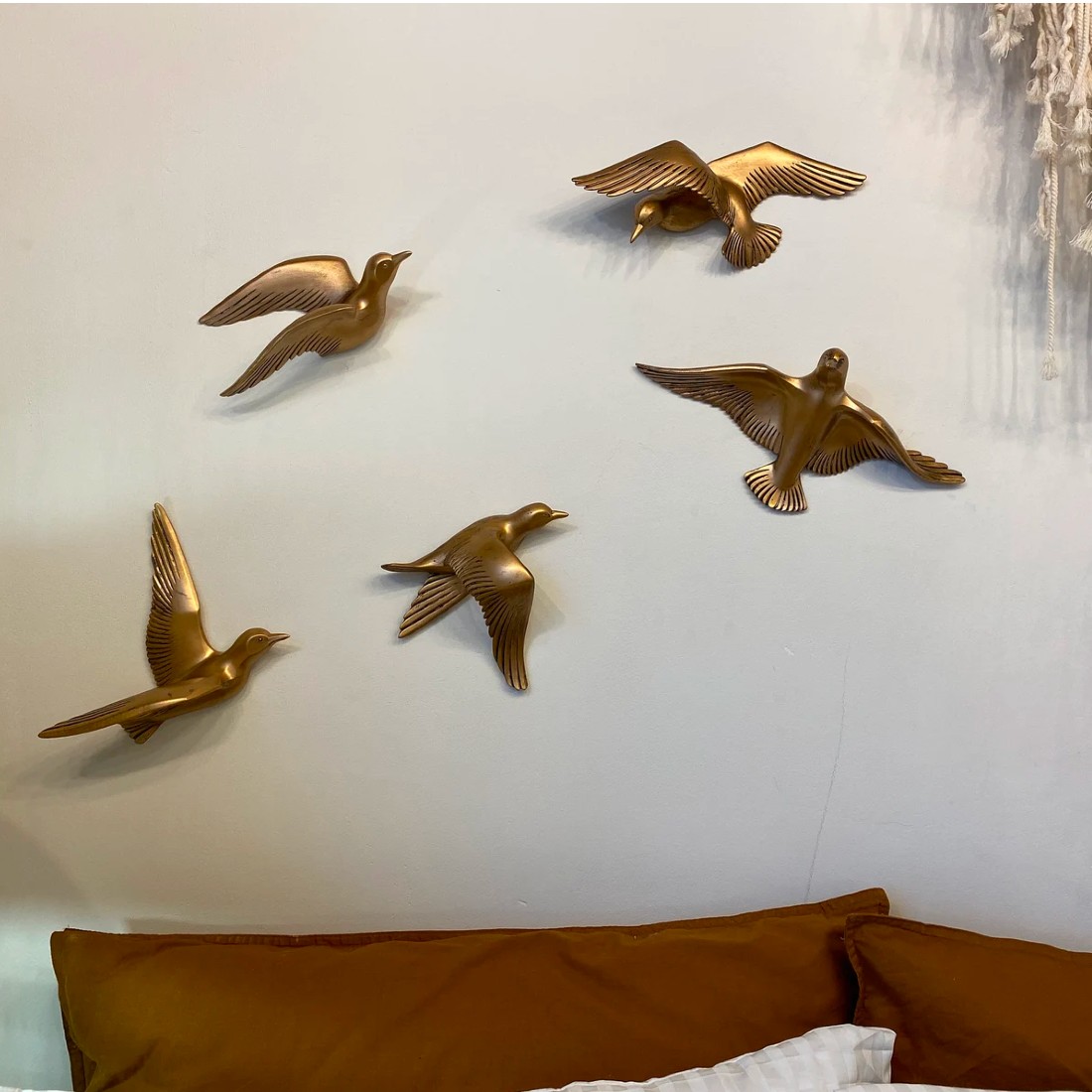 Golden Birds Metal Wall Decor – Set of 5