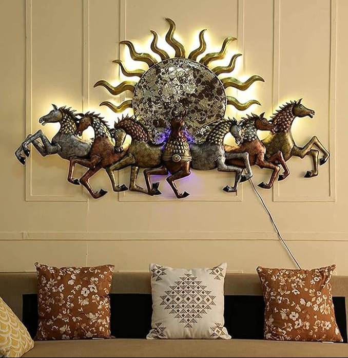 7 Running Horses in the Sun Metal Wall Decor