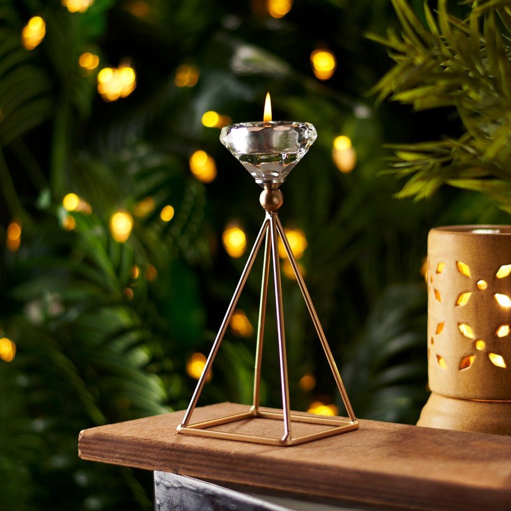 Golden Pyramid Candle Holder