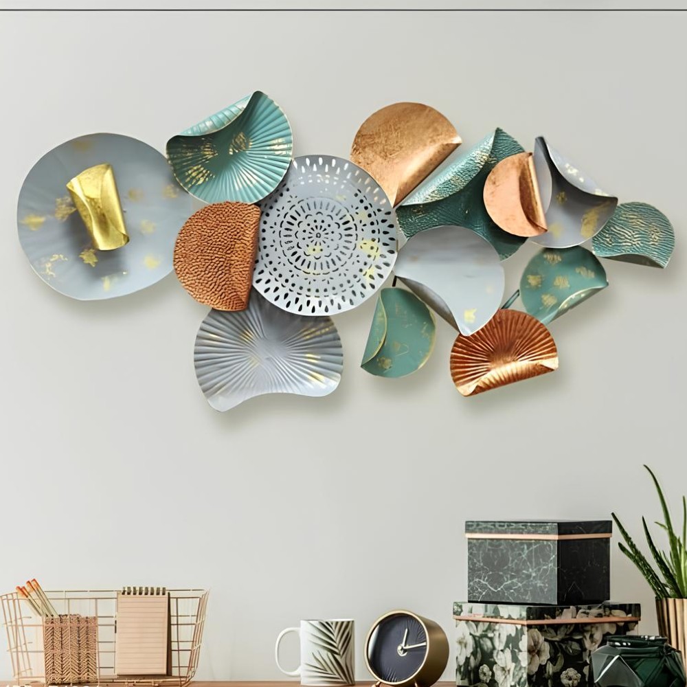 Multicolor Curved Discs Metal Wall Art