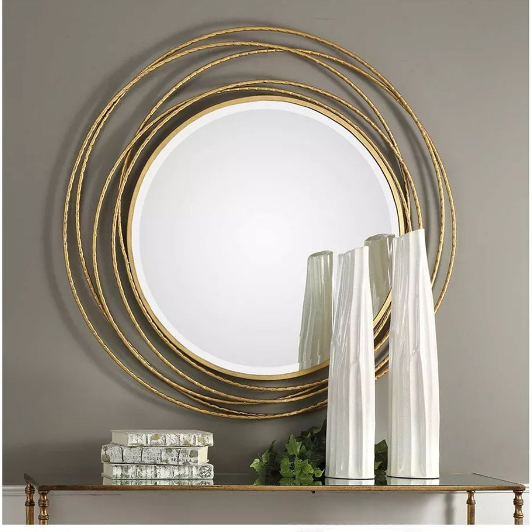 Golden Swirl Metal Wall Mirror