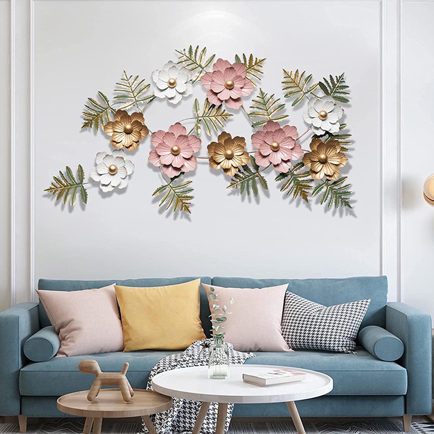 Multicolor Flowers and Leaves Metal Wall Art