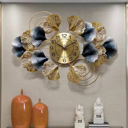 Maidenhair Leaves Metal Wall Clock