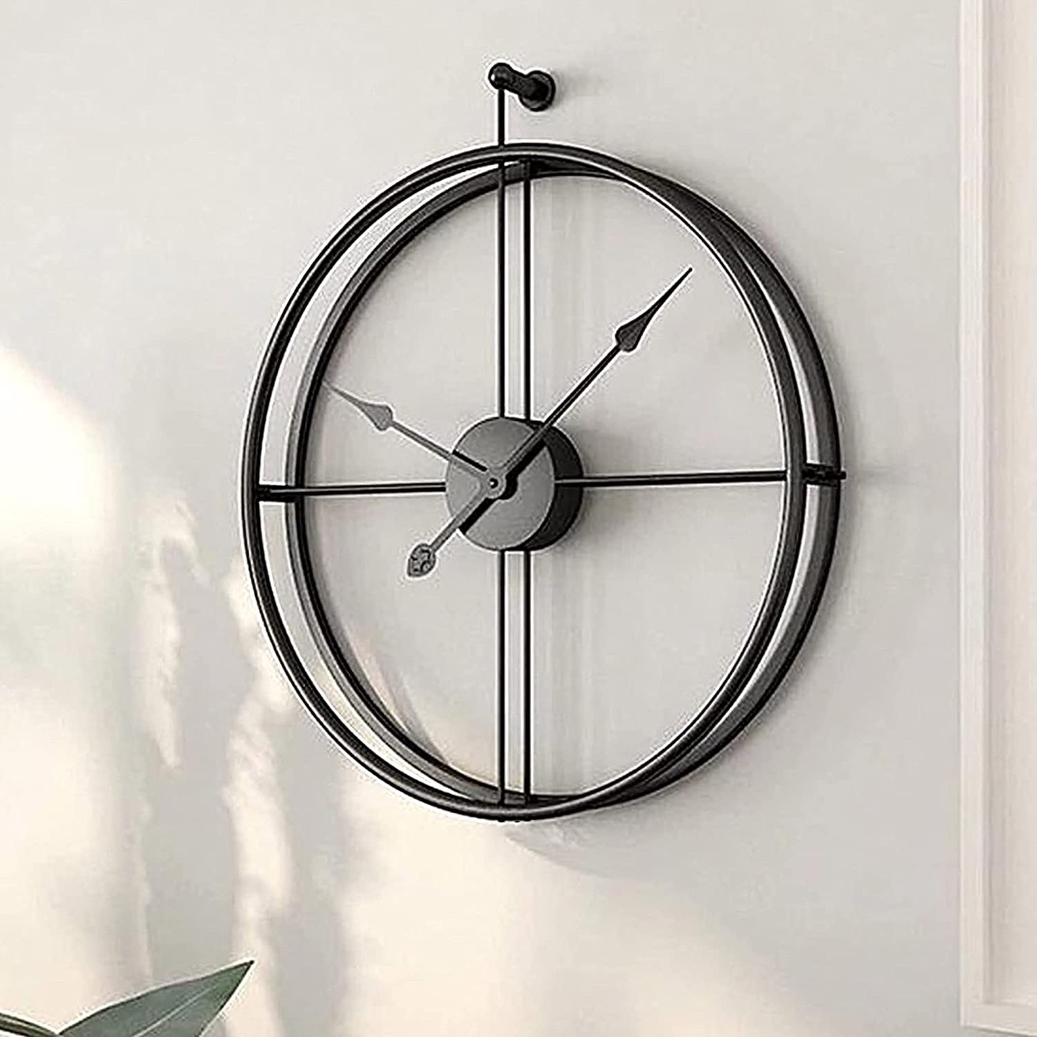 Black Metal Analog Wall Clock