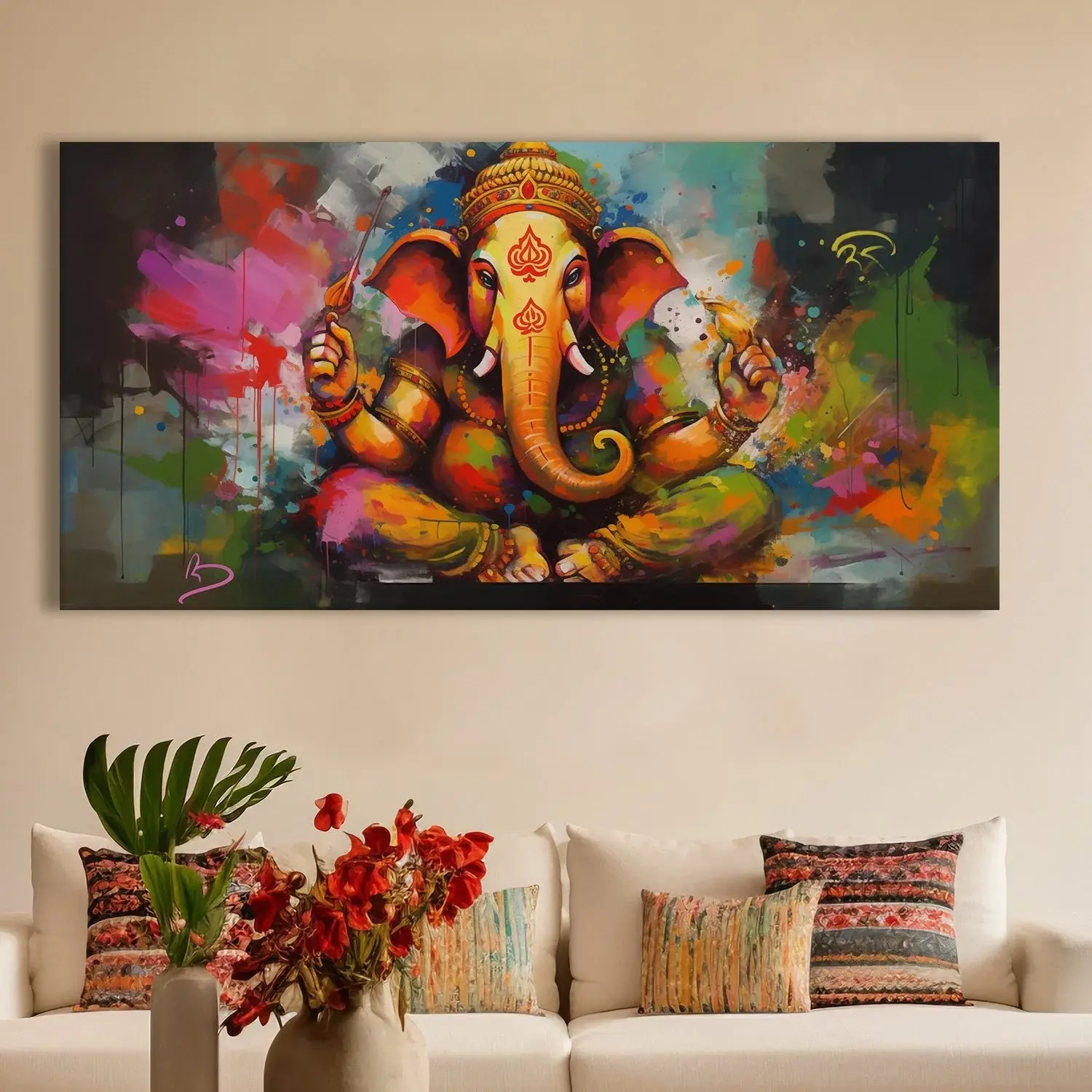 Abstract Colourful Ganpati Art