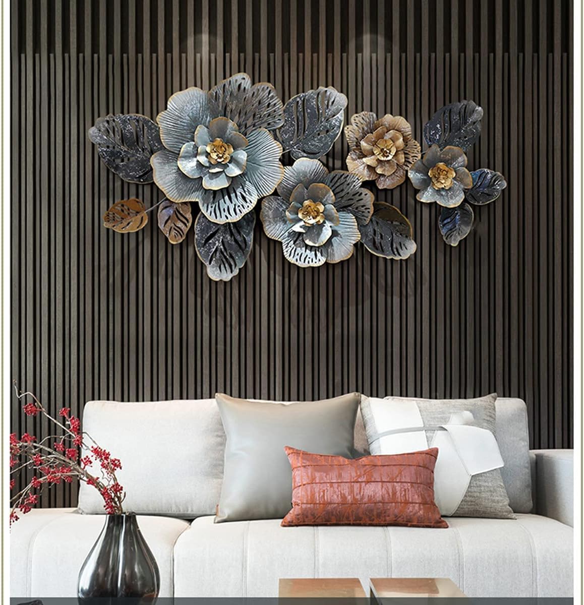 Golden Gradient Metal Flower Wall Art Decor