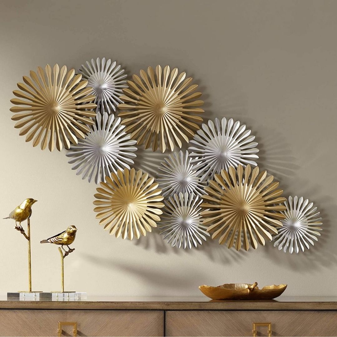 Dual Tone Circular Discs Metal Wall Art Decor