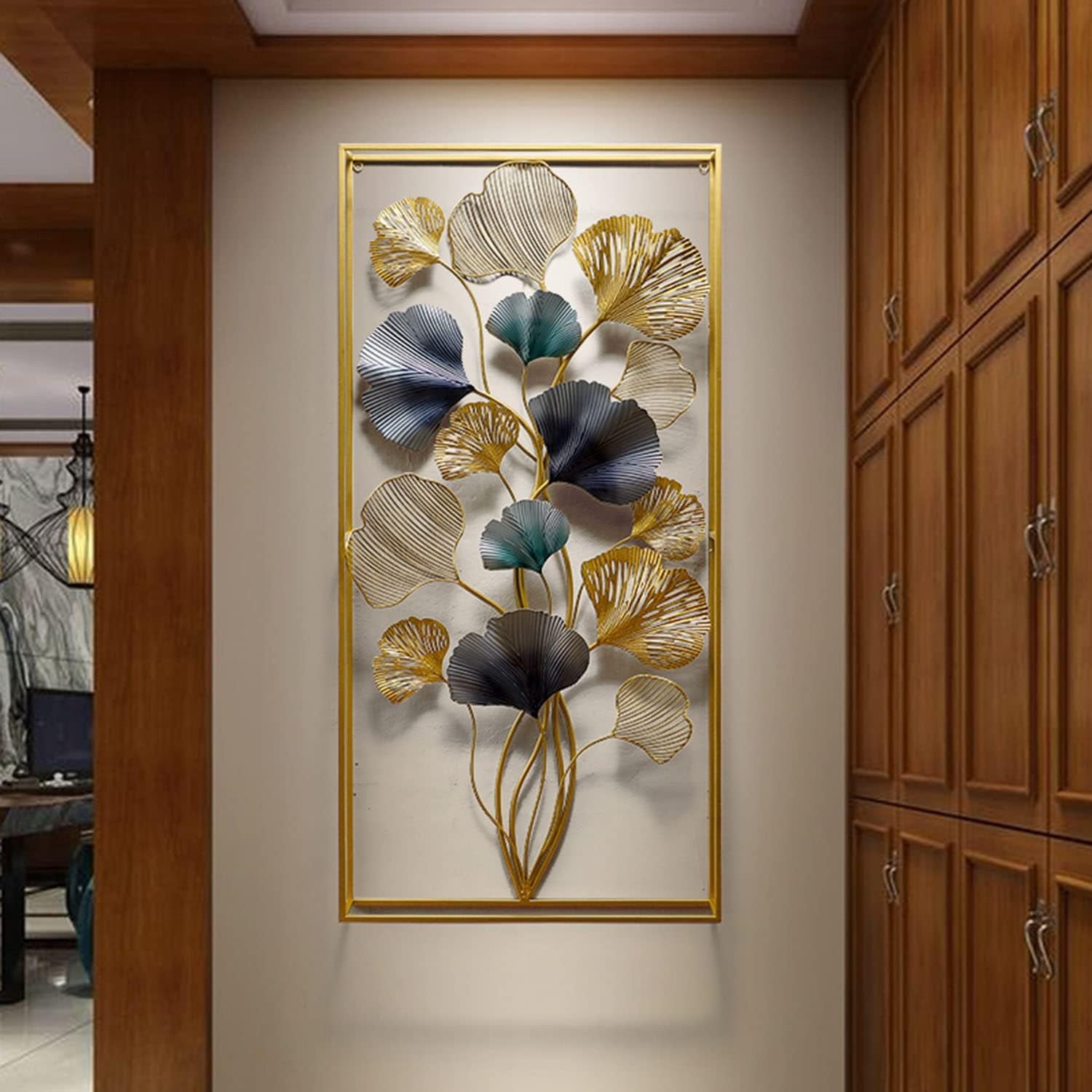 Ginkgo Leaves Metal Frame Wall Art