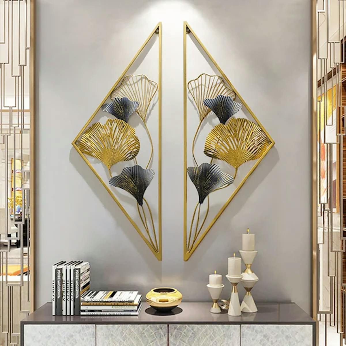 Golden Metal Wall Art set of 2