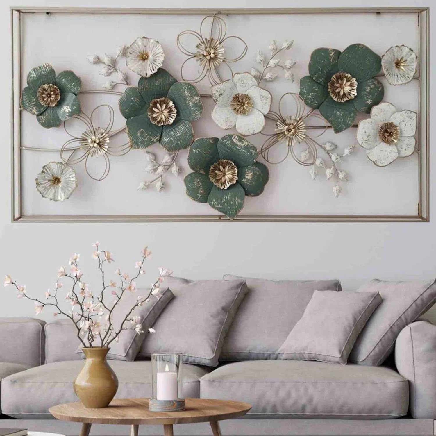 Metallic Floral Frame Wall Decor