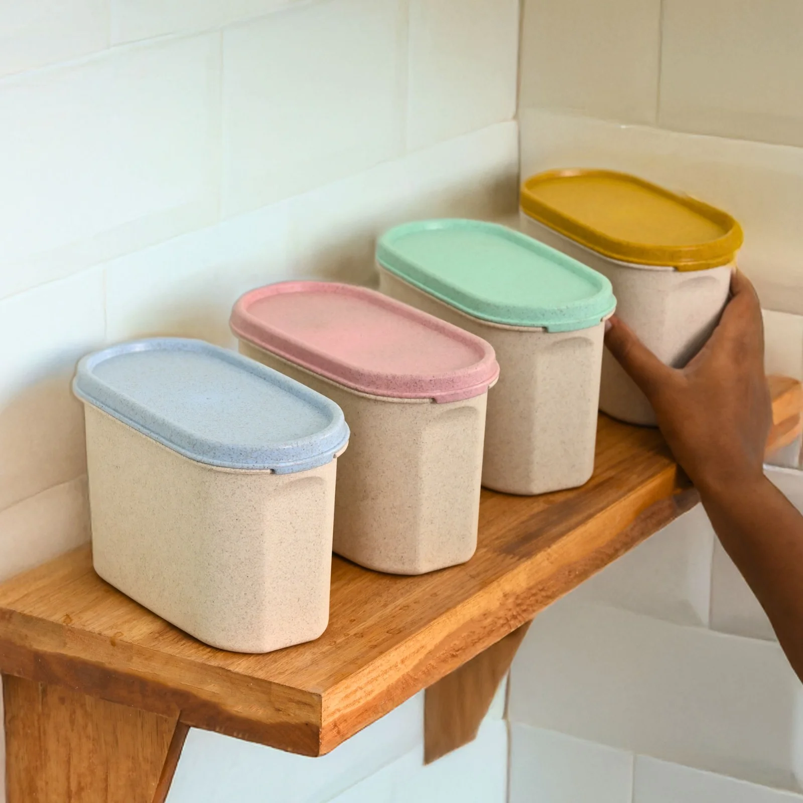 Earth Friendly Storage Containers for Kitchen with Lid 1200 ml Set of 4